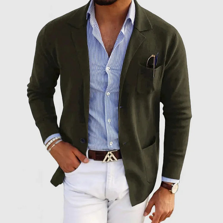 Adam | Men's Knitted Patch Pocket Blazer Cardigan