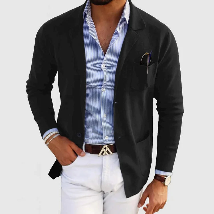 Adam | Men's Knitted Patch Pocket Blazer Cardigan