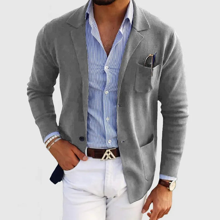 Adam | Men's Knitted Patch Pocket Blazer Cardigan