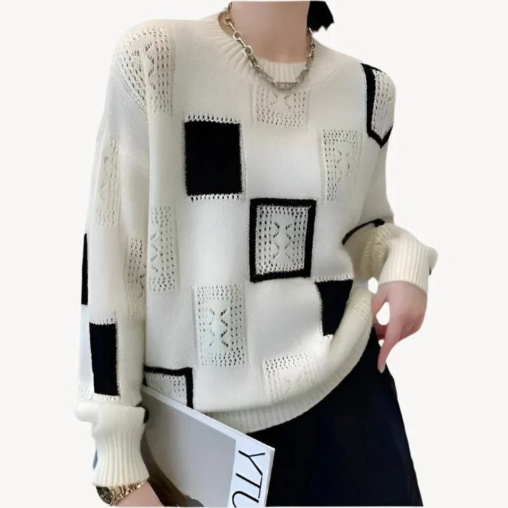 Aimee | Women's Patterned Knitted Jumper with Crew Neck