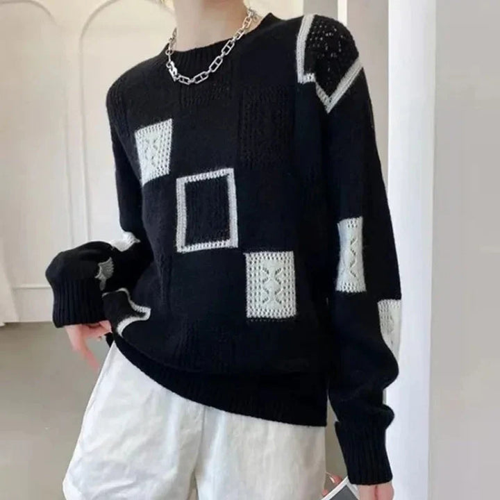 Aimee | Women's Patterned Knitted Jumper with Crew Neck