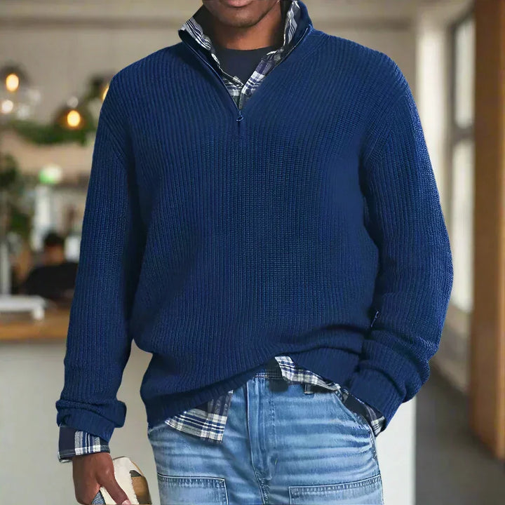 Alex | Men's Half Zip Funnel Neck Knitted Jumper