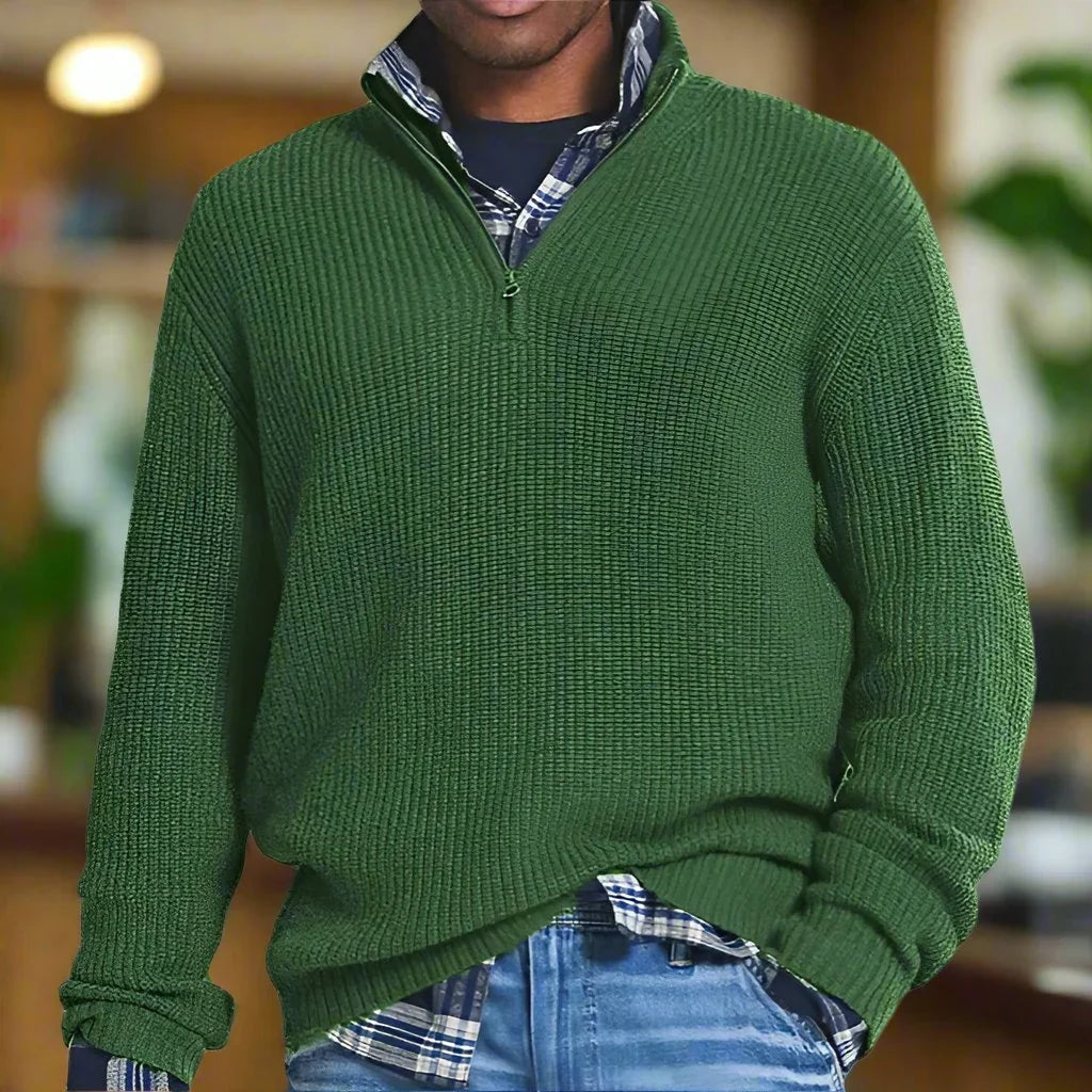 Alex | Men's Half Zip Funnel Neck Knitted Jumper