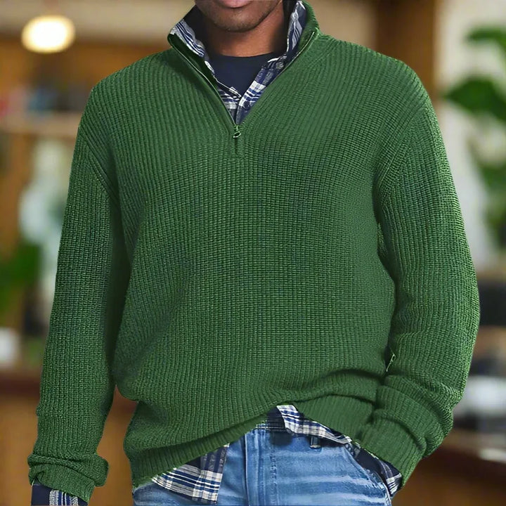 Alex | Men's Half Zip Funnel Neck Knitted Jumper