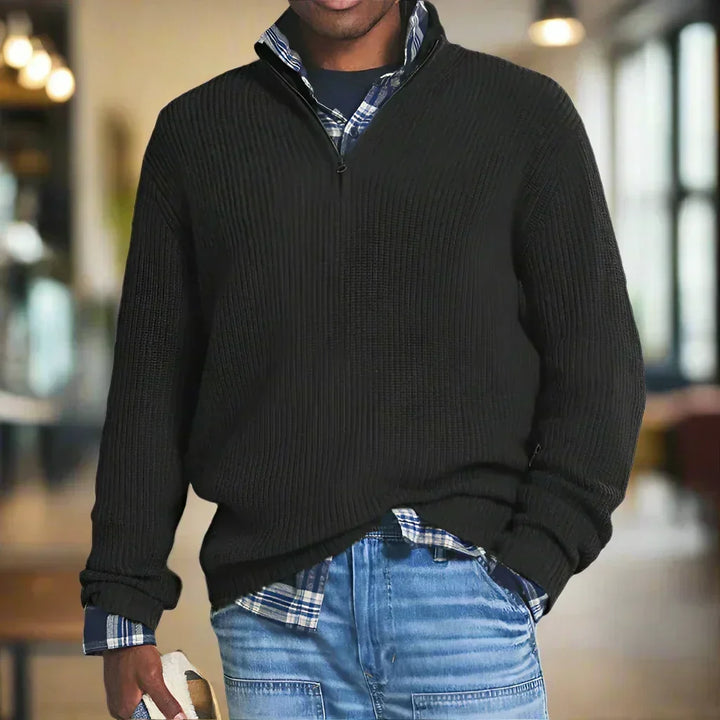Alex | Men's Half Zip Funnel Neck Knitted Jumper