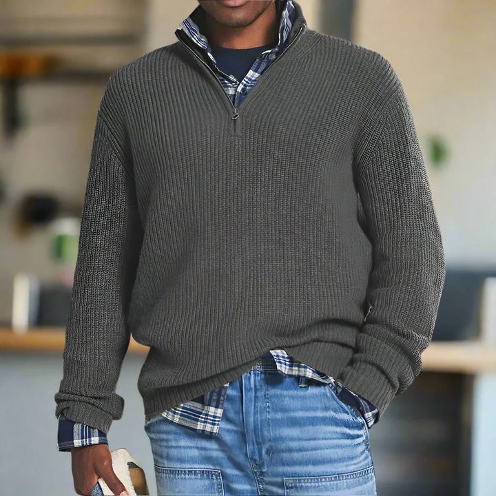Alex | Men's Half Zip Funnel Neck Knitted Jumper