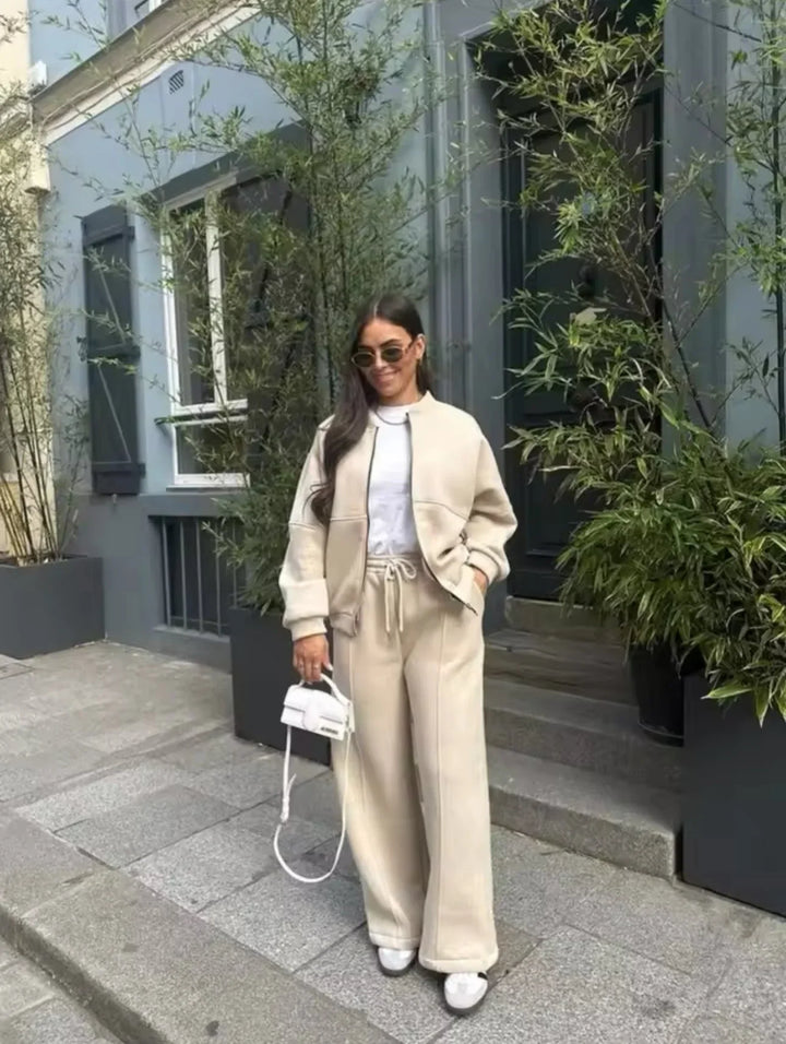 Amelia | Women's Zip Up Wide Leg Jogger Tracksuit Set