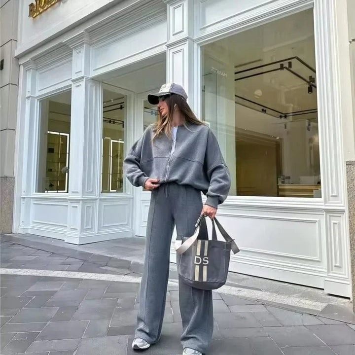 Amelia | Women's Zip Up Wide Leg Jogger Tracksuit Set