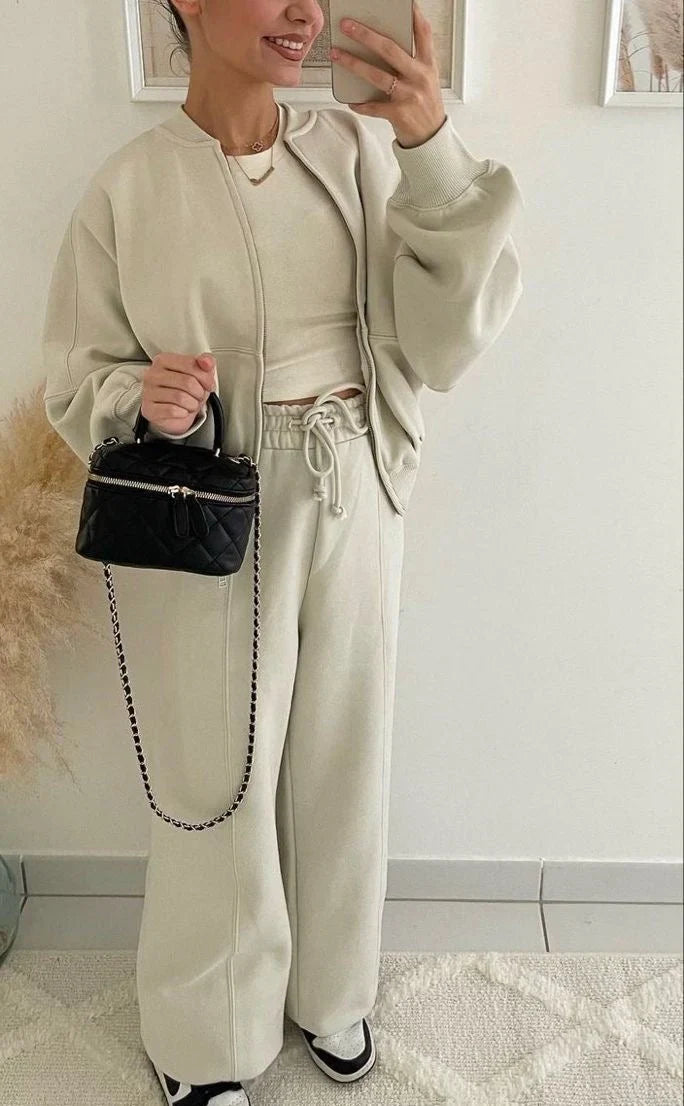 Amelia | Women's Zip Up Wide Leg Jogger Tracksuit Set