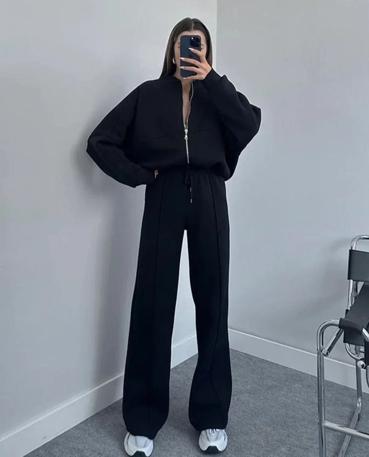 Amelia | Women's Zip Up Wide Leg Jogger Tracksuit Set