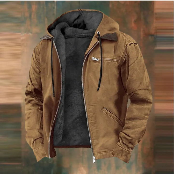 Archie | Men's Fleece Lined Hooded Canvas Chore Jacket