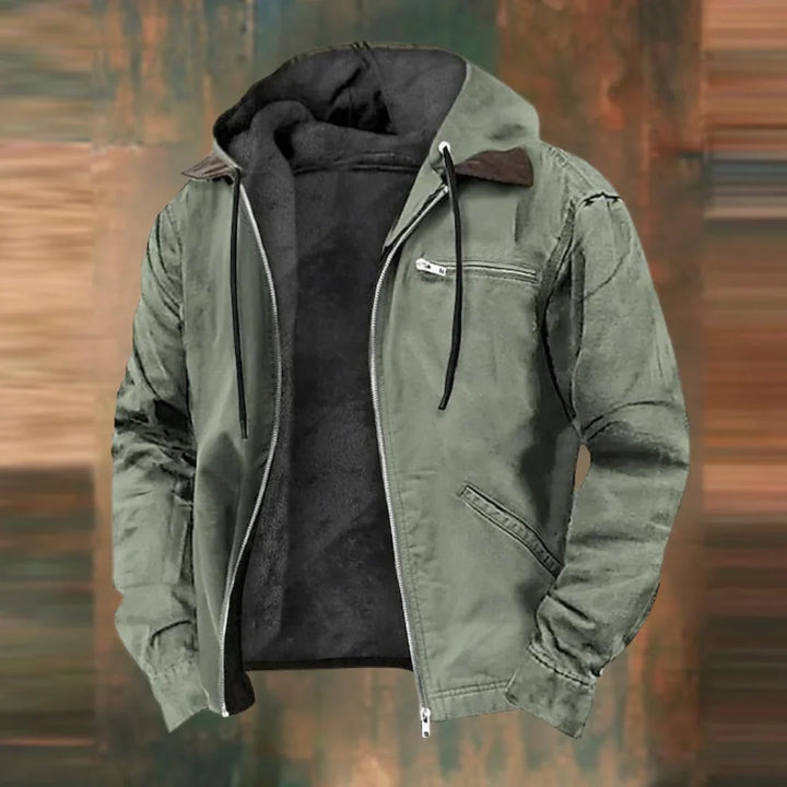 Archie | Men's Fleece Lined Hooded Canvas Chore Jacket