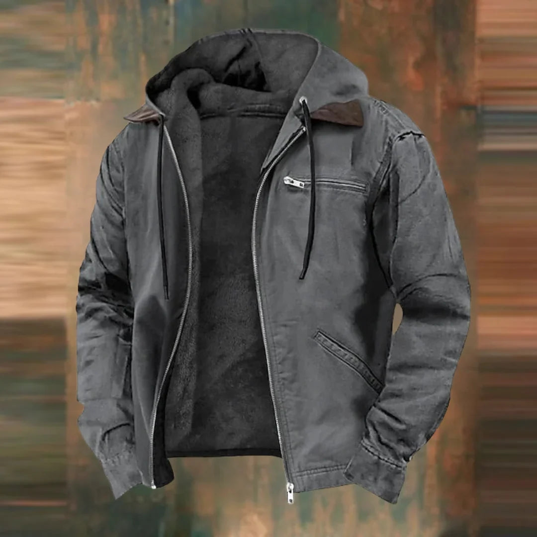 Archie | Men's Fleece Lined Hooded Canvas Chore Jacket