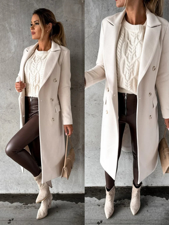 Ashleigh | Women's Long Winter Coat with Double Breasted Front
