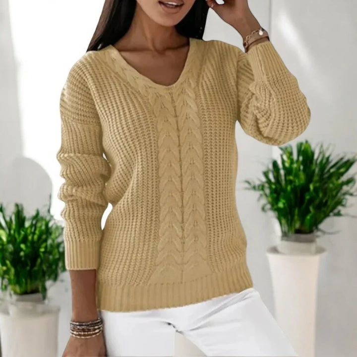 Bella | Women's V Neck Cable Knit Sweater