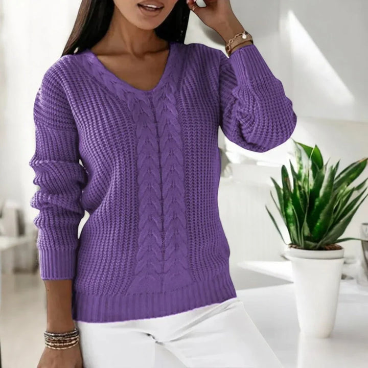 Bella | Women's V Neck Cable Knit Sweater