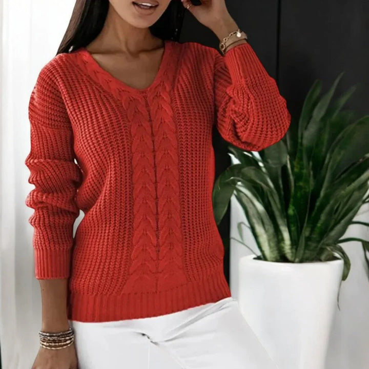 Bella | Women's V Neck Cable Knit Sweater