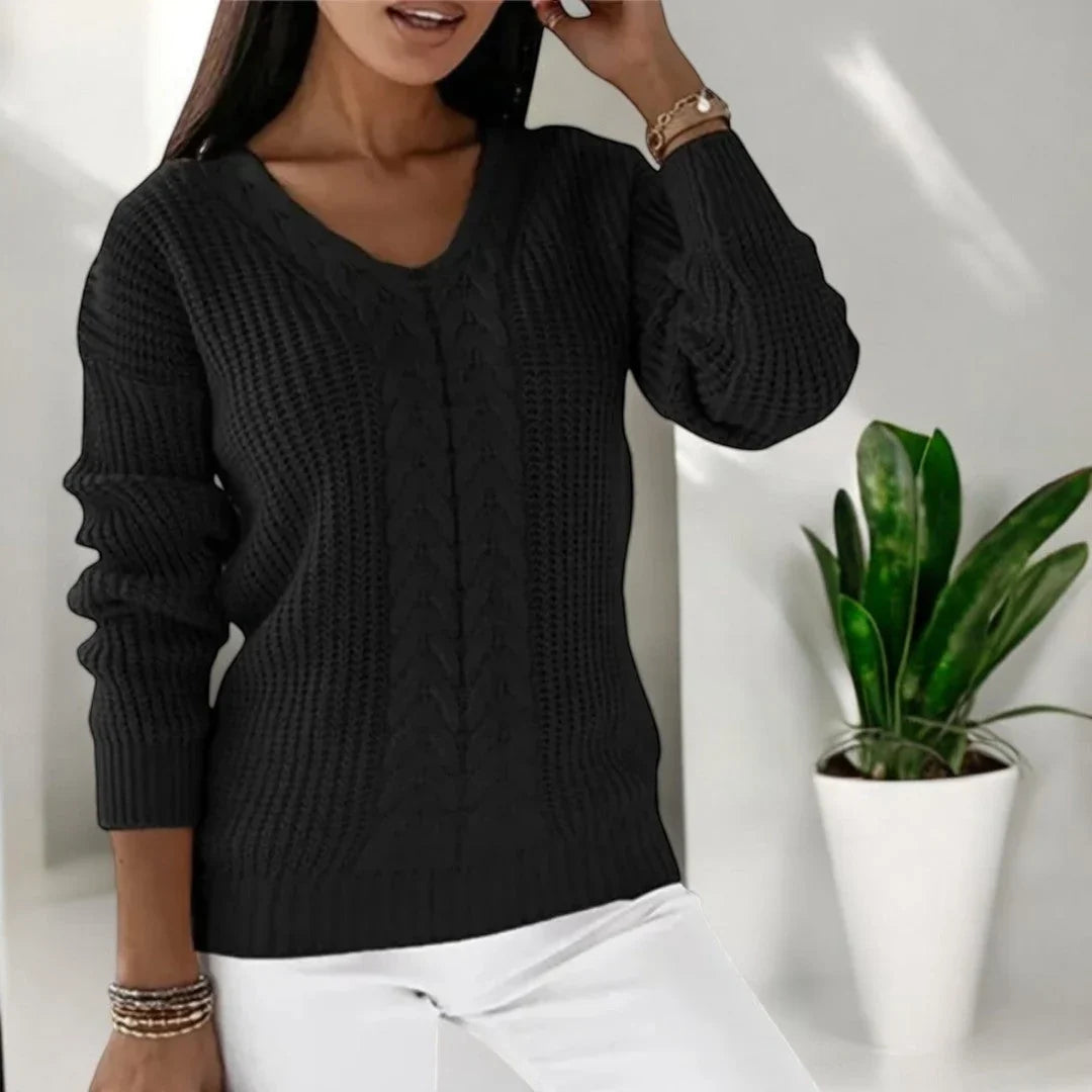 Bella | Women's V Neck Cable Knit Sweater