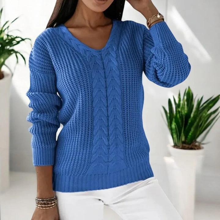 Bella | Women's V Neck Cable Knit Sweater