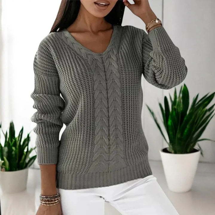 Bella | Women's V Neck Cable Knit Sweater