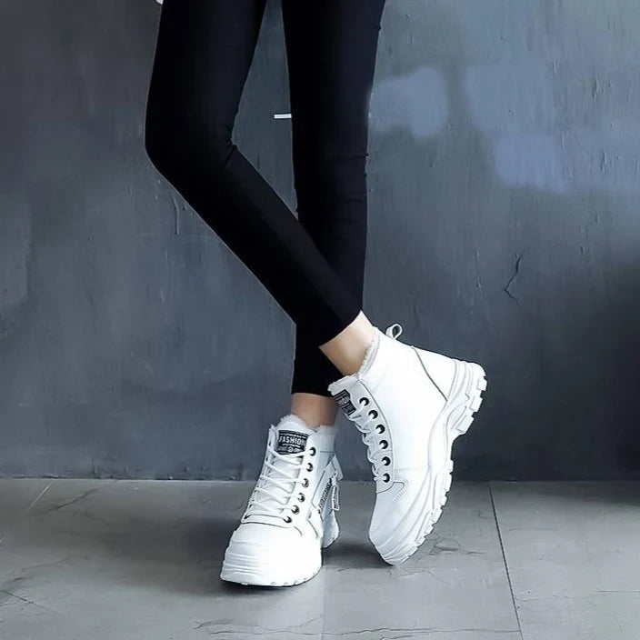 Carys | Women's Faux Fur Lined Lace Up Trainer Boots