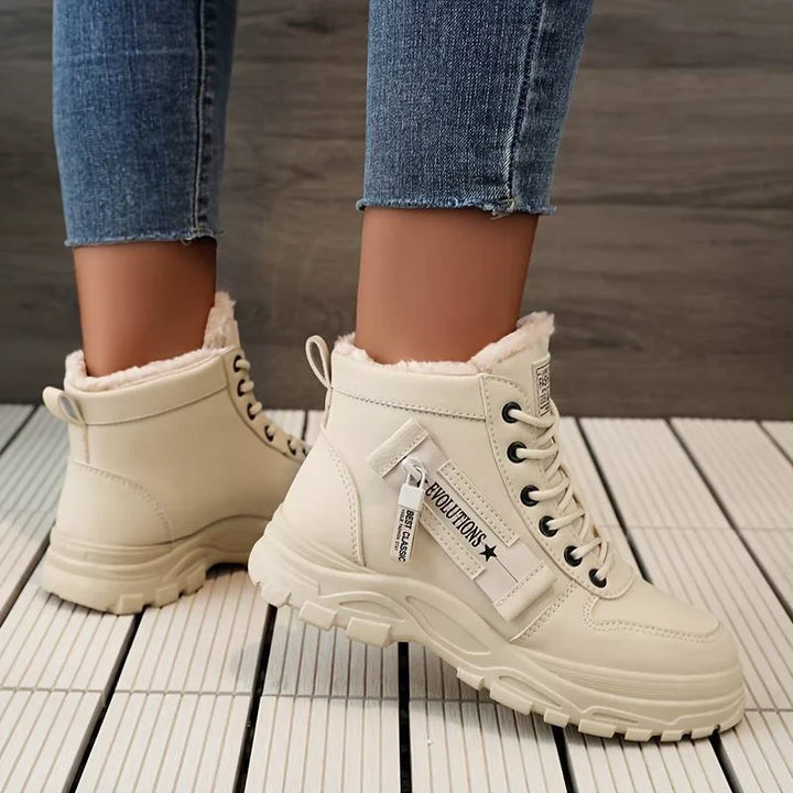 Carys | Women's Faux Fur Lined Lace Up Trainer Boots