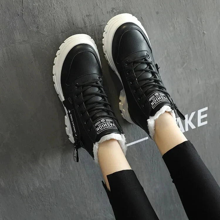 Carys | Women's Faux Fur Lined Lace Up Trainer Boots