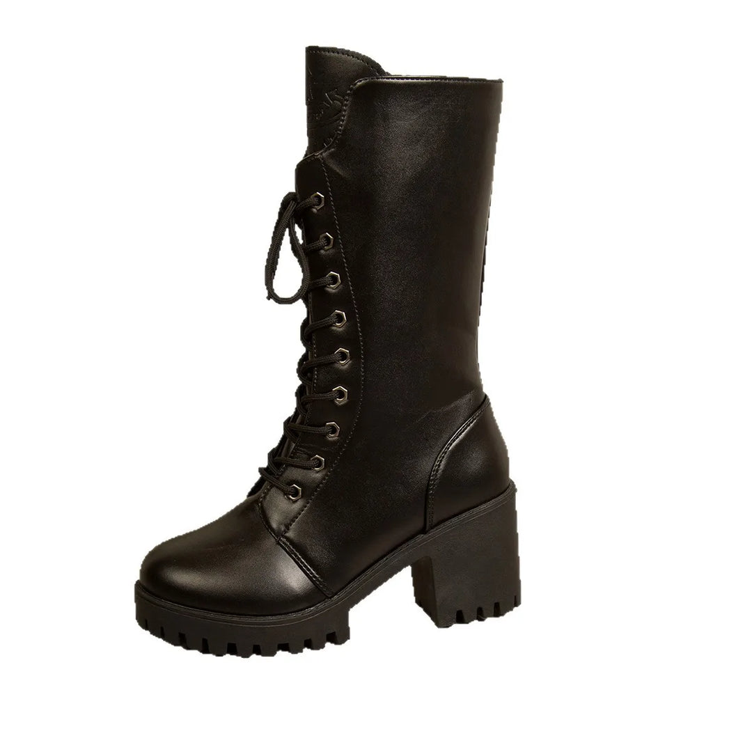 Cat | Women's Mid Calf Chunky Platform Up Boots Chunky Sole