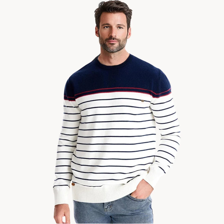 Charlie | Men's Striped Contrast Yoke Knit Jumper