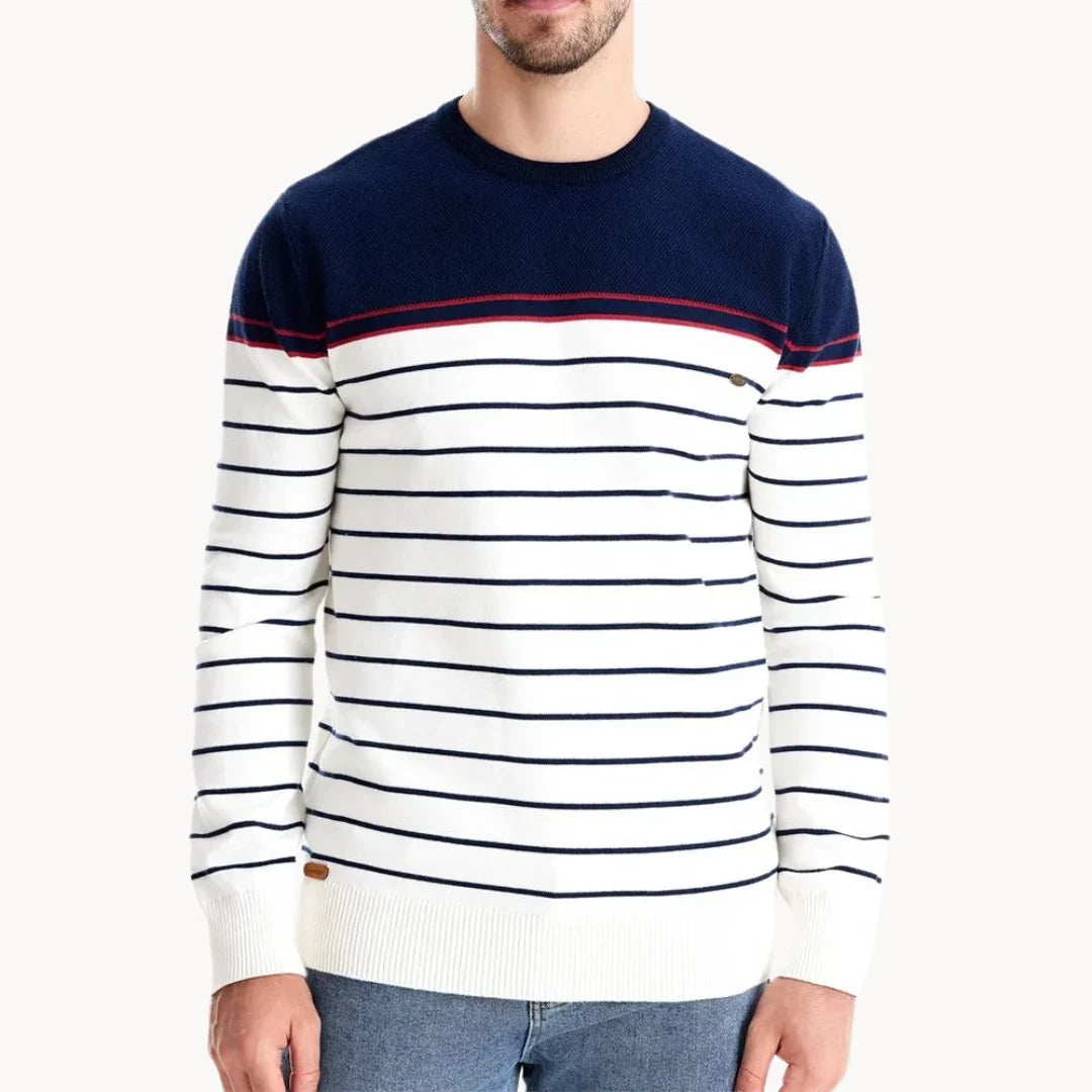 Charlie | Men's Striped Contrast Yoke Knit Jumper