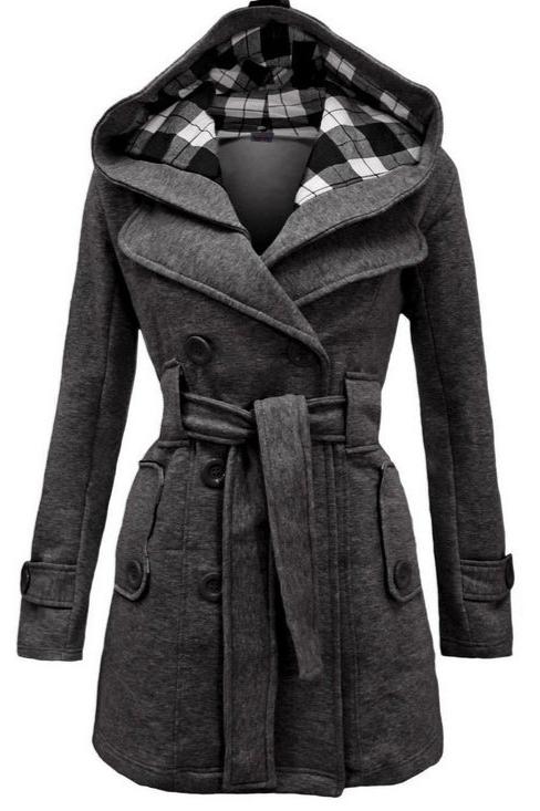 Chelsea | Women's Hooded Winter Coat with Belt and Double Breasted Front