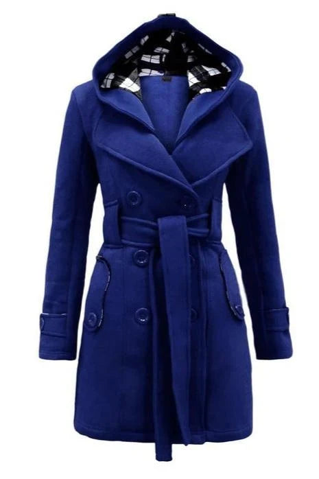 Chelsea | Women's Hooded Winter Coat with Belt and Double Breasted Front