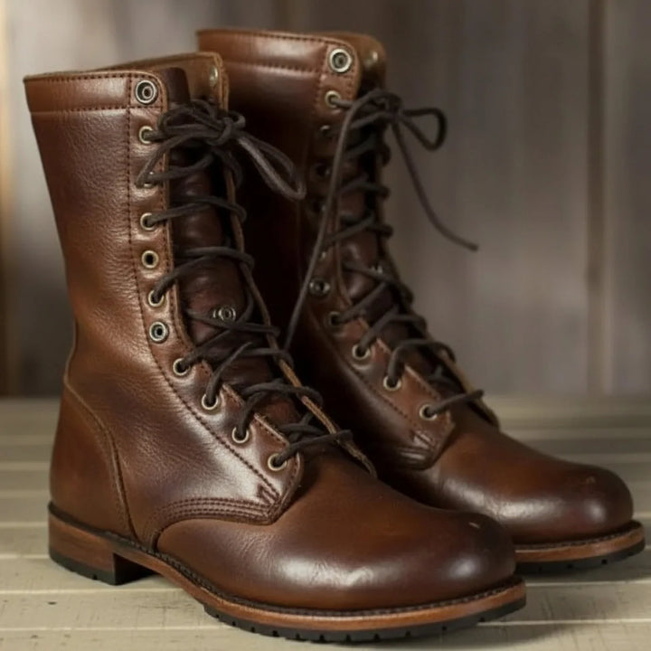 Connie | Women's Lace Up Fold Down Cuff Combat Boots