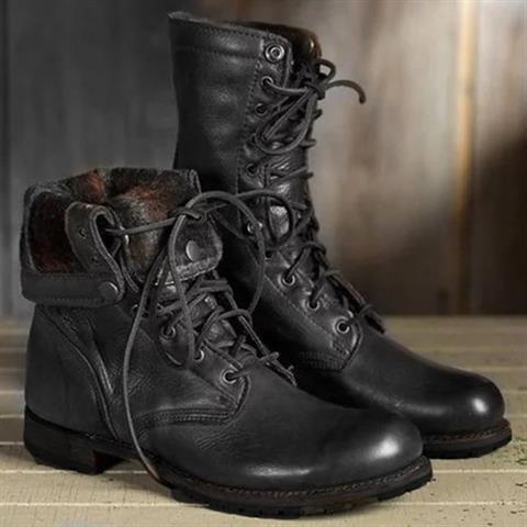 Connie | Women's Lace Up Fold Down Cuff Combat Boots