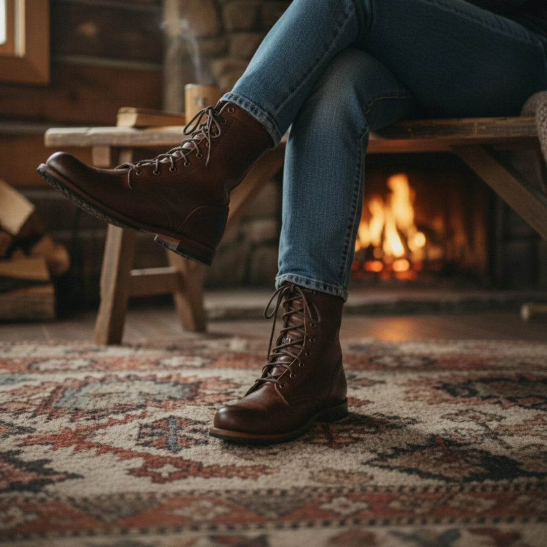 Connie | Women's Lace Up Fold Down Cuff Combat Boots