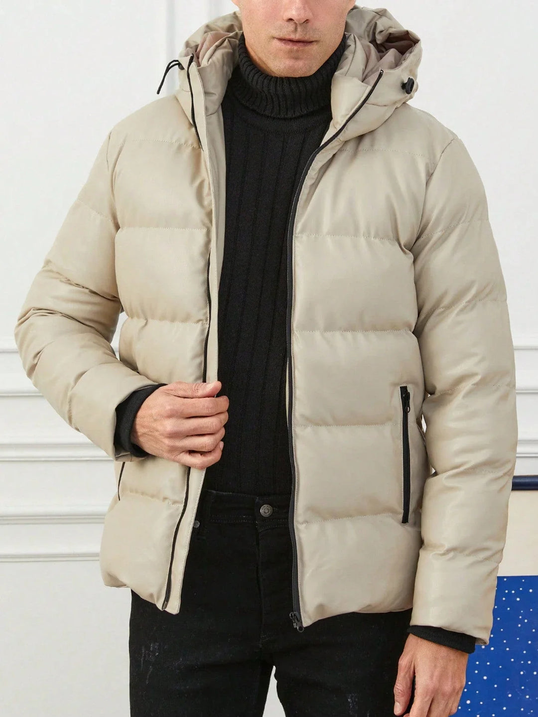 Edward | Men's Puffer Jacket with Hood and Quilted Padding