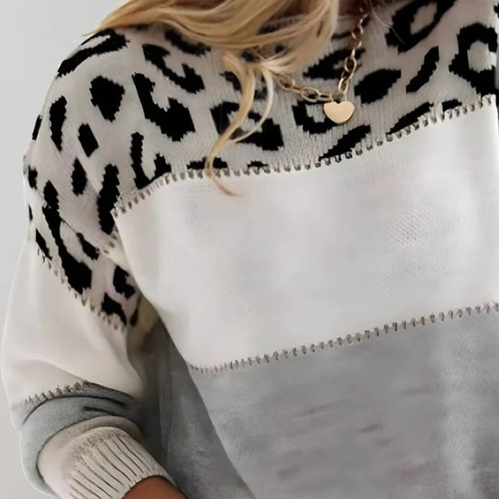 Ella | Women's Leopard Print Crew Neck Knitted Jumper