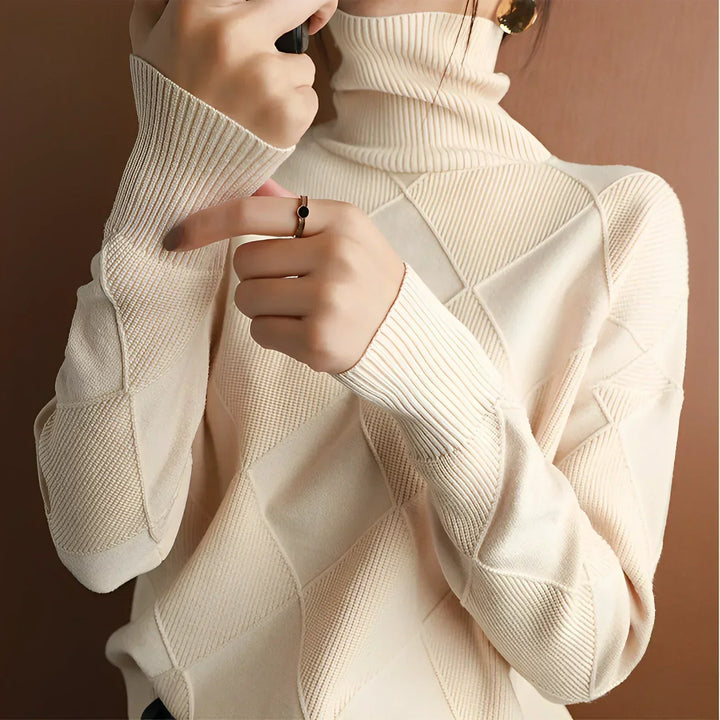 Esme | Women's Argyle Knit Roll Neck Jumper