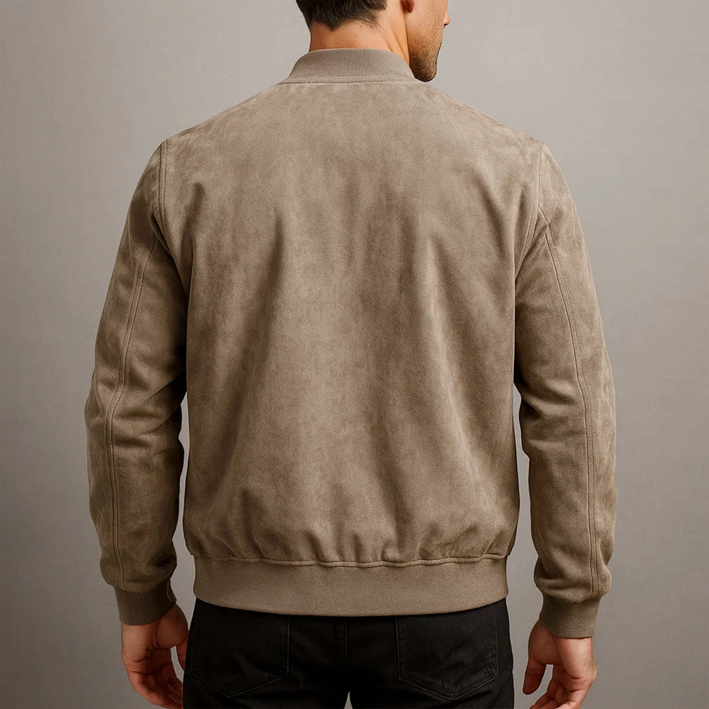 Ethan | Men's Suede Effect Ribbed Collar Bomber Jacket