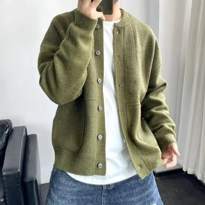 Finn | Men's Crew Neck Patch Pocket Knit Cardigan