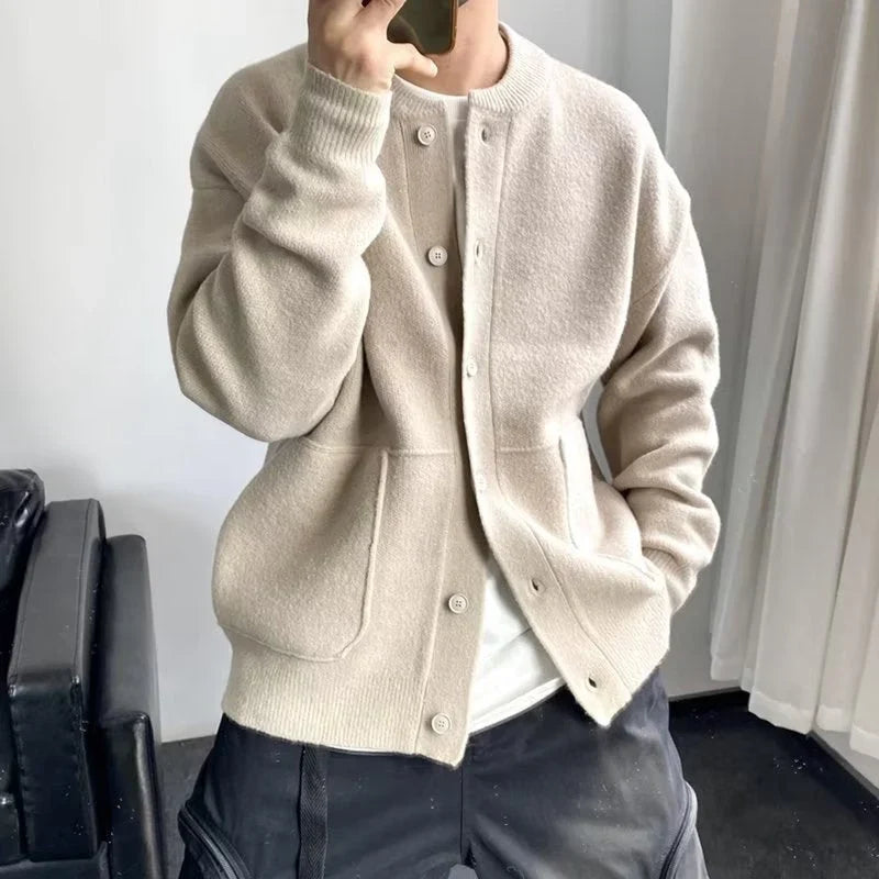 Finn | Men's Crew Neck Patch Pocket Knit Cardigan