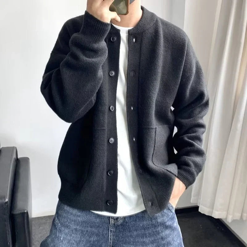 Finn | Men's Crew Neck Patch Pocket Knit Cardigan