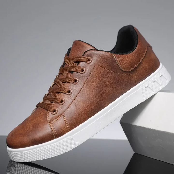 Fintan | Men's Leather Look Lace Up Trainers