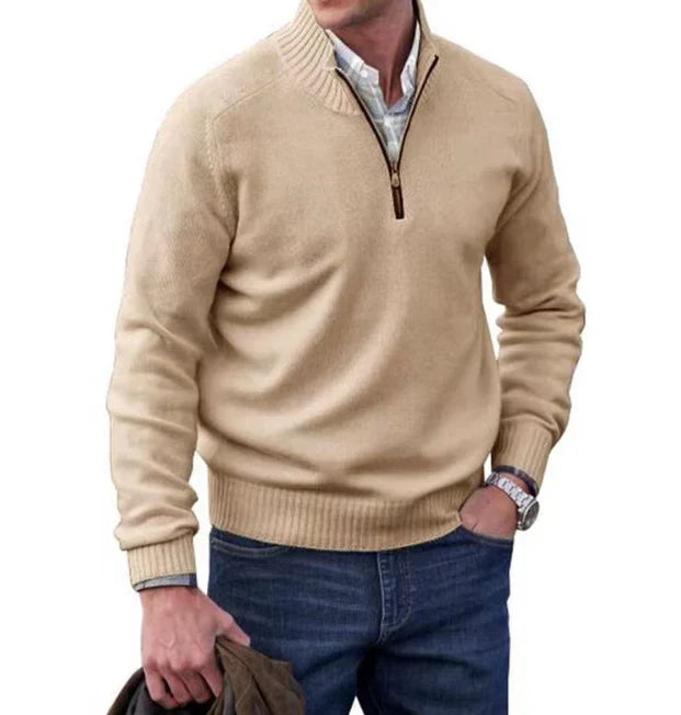 Freddie | Men's Zip Up Funnel Neck Knit Jumper