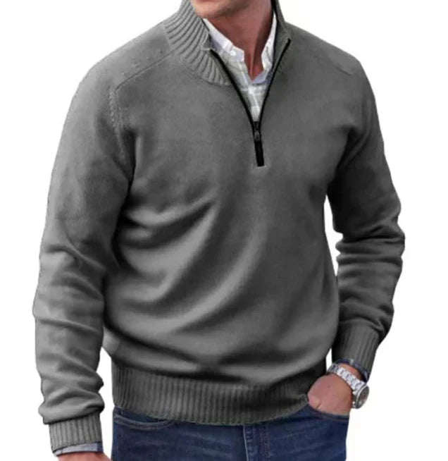 Freddie | Men's Zip Up Funnel Neck Knit Jumper
