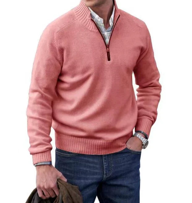 Freddie | Men's Zip Up Funnel Neck Knit Jumper