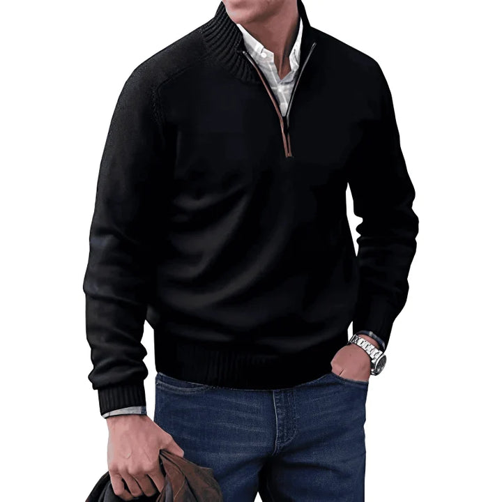Freddie | Men's Zip Up Funnel Neck Knit Jumper