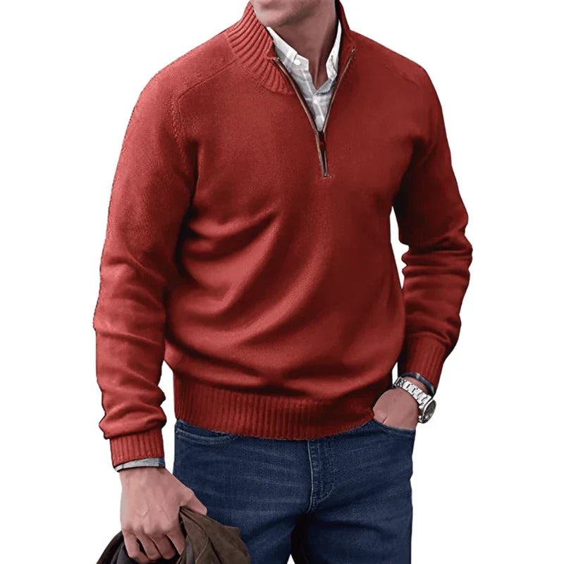 Freddie | Men's Zip Up Funnel Neck Knit Jumper