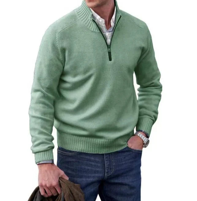 Freddie | Men's Zip Up Funnel Neck Knit Jumper