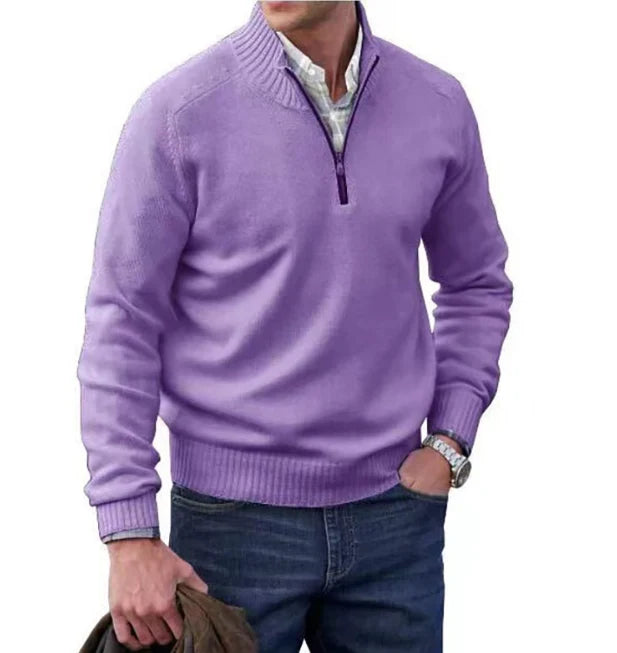 Freddie | Men's Zip Up Funnel Neck Knit Jumper